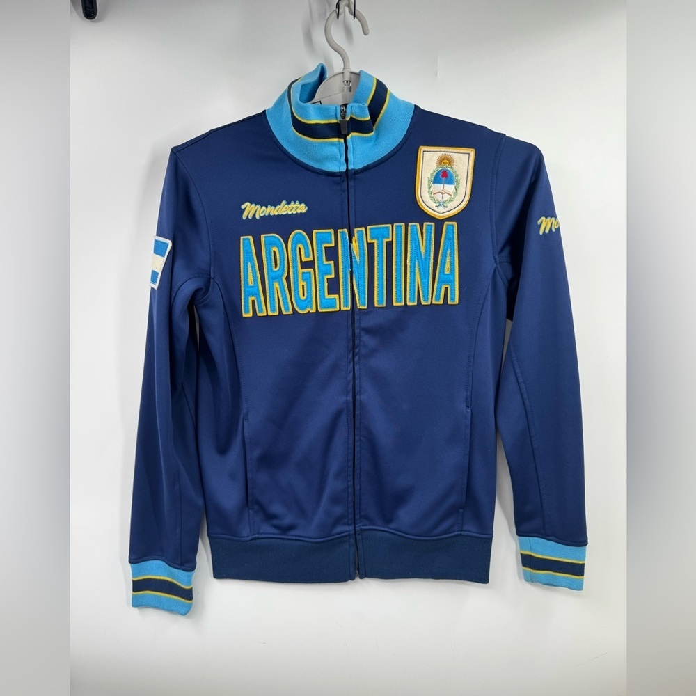 Mondetta Argentina Full Zip Track Jacket Size XS Y2K Vintage Soccer Blue Mundial